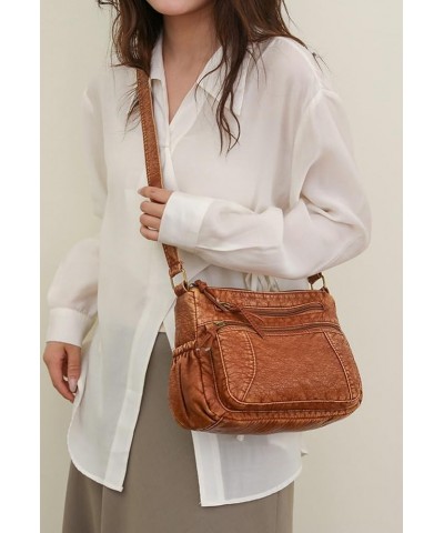 Leather Hobo Bag Women Retro Denim Bag Large Crossbody Shoulder Bag Casual Handbag Purse Brown $13.24 Hobo Bags