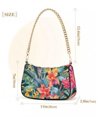 Floral Shoulder Bag Bird Of Paradise Junlgle Women Clutch Handbag Shoulder Purch Boho Bag Date Chain Bag Tote Bag Spring Holi...