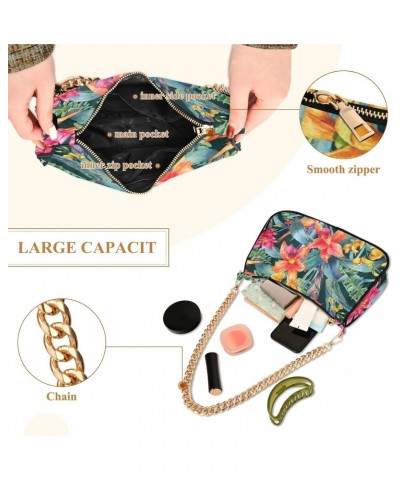 Floral Shoulder Bag Bird Of Paradise Junlgle Women Clutch Handbag Shoulder Purch Boho Bag Date Chain Bag Tote Bag Spring Holi...