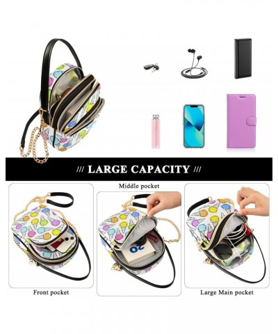 Cell Phone Purse Doodle Icecream Crossbody Handbag Durable Shoulder Bag Sturdy Travel Pouch Compact Chic Bag for Women Girlfr...