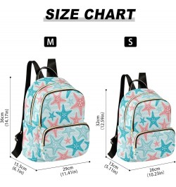 Mini Backpack for Women, Sea Pattern with Starfish Travel Backpack Purse for Ladies, Small Bookbag Daypack Shoulder Bag S Mul...