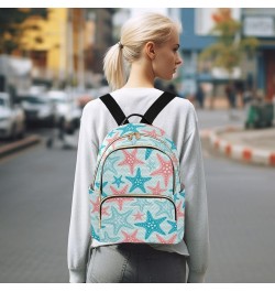 Mini Backpack for Women, Sea Pattern with Starfish Travel Backpack Purse for Ladies, Small Bookbag Daypack Shoulder Bag S Mul...