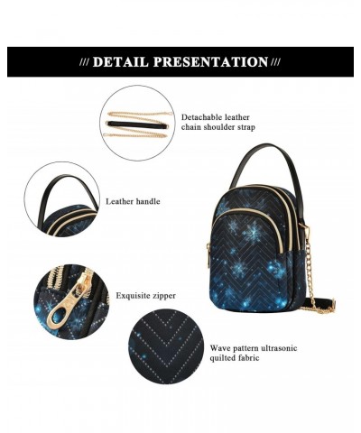 Blue Snowflake Crossbody Sling Bags for Women, Compact Fashion Handbag with Chain Strap Top handle for Evening Party Dating T...