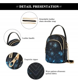 Blue Snowflake Crossbody Sling Bags for Women, Compact Fashion Handbag with Chain Strap Top handle for Evening Party Dating T...