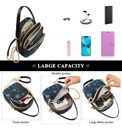 Blue Snowflake Crossbody Sling Bags for Women, Compact Fashion Handbag with Chain Strap Top handle for Evening Party Dating T...