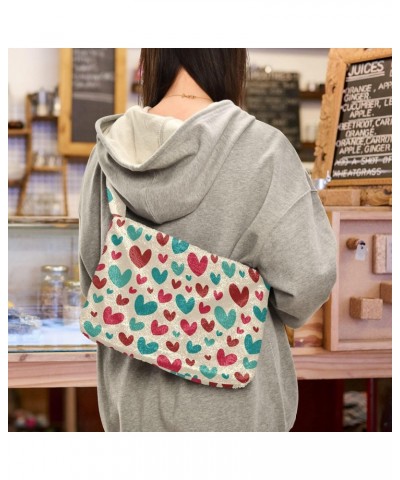 Cute Hearts Shoulder Tote Bags for Women Furry Crossbody bag Hobo Handbag Purses for College Travel Work $9.45 Totes