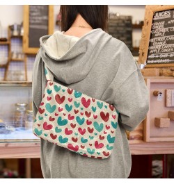 Cute Hearts Shoulder Tote Bags for Women Furry Crossbody bag Hobo Handbag Purses for College Travel Work $9.45 Totes