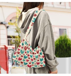 Cute Hearts Shoulder Tote Bags for Women Furry Crossbody bag Hobo Handbag Purses for College Travel Work $9.45 Totes