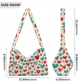 Cute Hearts Shoulder Tote Bags for Women Furry Crossbody bag Hobo Handbag Purses for College Travel Work $9.45 Totes