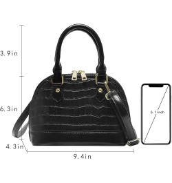 Patent Leather Top Handle Tote Bag Mini Zip Around Dome Shoulder Bag Shell Shape Cross Body Handbag Purse Satchel A-black $18...