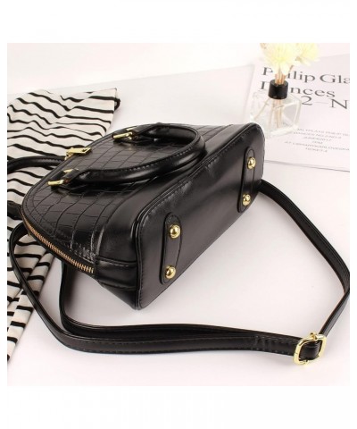 Patent Leather Top Handle Tote Bag Mini Zip Around Dome Shoulder Bag Shell Shape Cross Body Handbag Purse Satchel A-black $18...