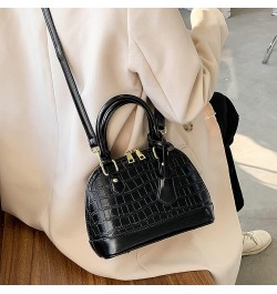 Patent Leather Top Handle Tote Bag Mini Zip Around Dome Shoulder Bag Shell Shape Cross Body Handbag Purse Satchel A-black $18...