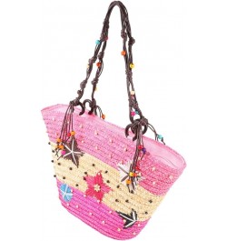 Hand-crocheted Bag Mesh Purse Mexican Tote Bag Embroidered Tote Bag Cell Phone Purse Summer Women's Pink $15.39 Totes