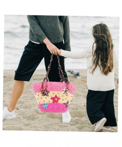 Hand-crocheted Bag Mesh Purse Mexican Tote Bag Embroidered Tote Bag Cell Phone Purse Summer Women's Pink $15.39 Totes