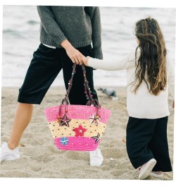 Hand-crocheted Bag Mesh Purse Mexican Tote Bag Embroidered Tote Bag Cell Phone Purse Summer Women's Pink $15.39 Totes