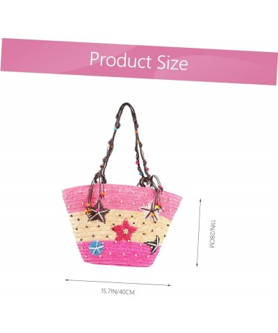 Hand-crocheted Bag Mesh Purse Mexican Tote Bag Embroidered Tote Bag Cell Phone Purse Summer Women's Pink $15.39 Totes