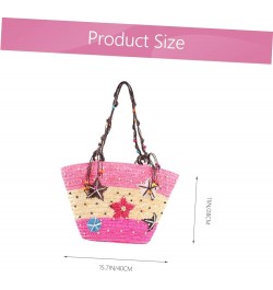 Hand-crocheted Bag Mesh Purse Mexican Tote Bag Embroidered Tote Bag Cell Phone Purse Summer Women's Pink $15.39 Totes