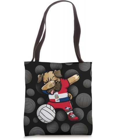 Funny Dabbing Pug Dominican Republic Volleyball Fans Jersey Tote Bag $14.18 Totes