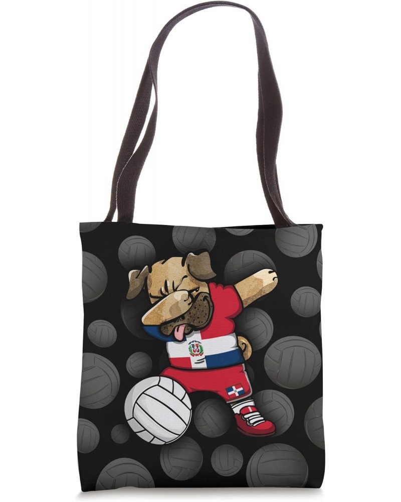 Funny Dabbing Pug Dominican Republic Volleyball Fans Jersey Tote Bag $14.18 Totes