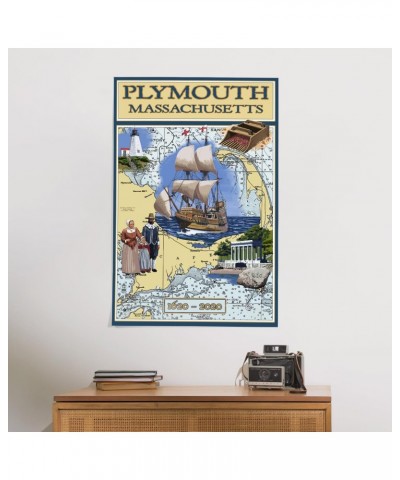 24x36 Inch Giclee Print, Plymouth, Massachusetts, 1620, 2020, Nautical Chart $25.49 Totes