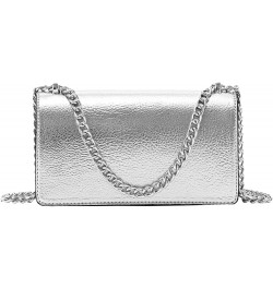 Women's Metallic Shoulder Bag Y2K Flap Crossbody Bags Silver $16.11 Shoulder Bags