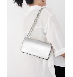 Women's Metallic Shoulder Bag Y2K Flap Crossbody Bags Silver $16.11 Shoulder Bags