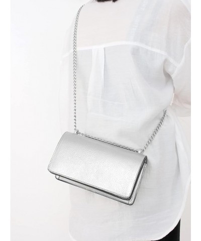 Women's Metallic Shoulder Bag Y2K Flap Crossbody Bags Silver $16.11 Shoulder Bags