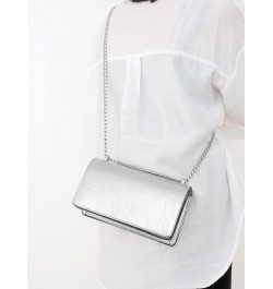 Women's Metallic Shoulder Bag Y2K Flap Crossbody Bags Silver $16.11 Shoulder Bags