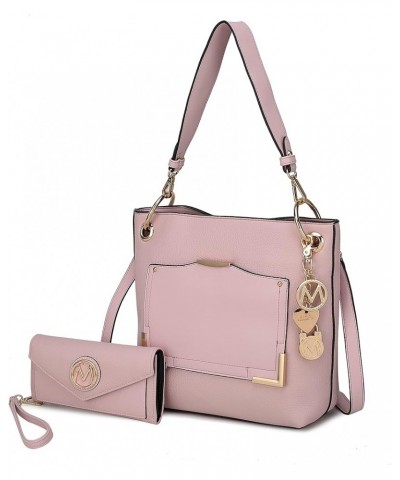 MKF Crossbody Tote Bag for Women, & Wristlet Wallet Purse Set – PU Leather Top-Handle Satchel Shoulder Handbag Blush Pink $25...