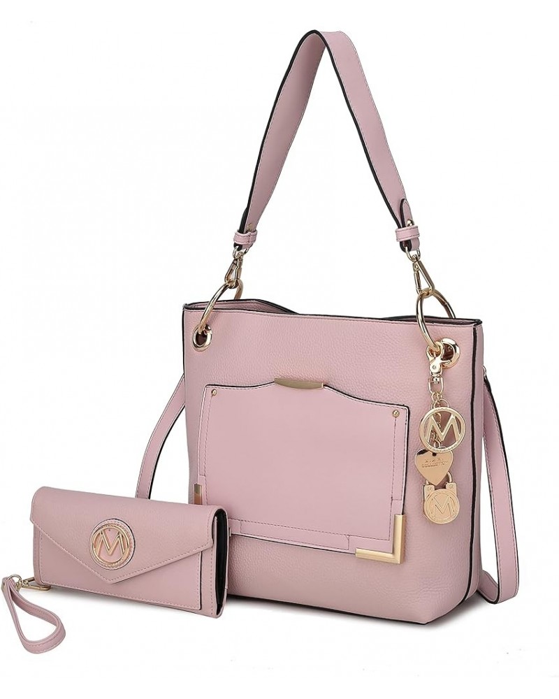 MKF Crossbody Tote Bag for Women, & Wristlet Wallet Purse Set – PU Leather Top-Handle Satchel Shoulder Handbag Blush Pink $25...