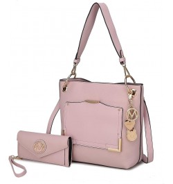 MKF Crossbody Tote Bag for Women, & Wristlet Wallet Purse Set – PU Leather Top-Handle Satchel Shoulder Handbag Blush Pink $25...