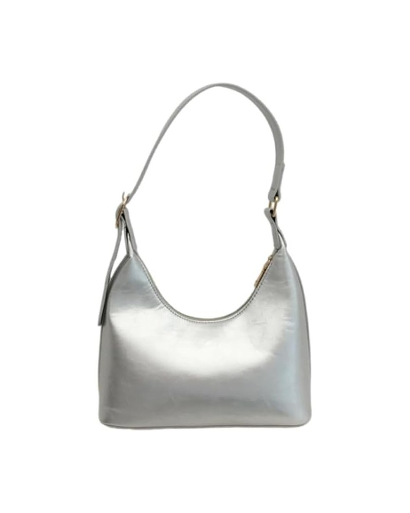 Small Crescent shoulder bag for Women Retro Classic Adjustable Shoulder Strap Tote HandBag with Zipper Closure Silver $12.40 ...