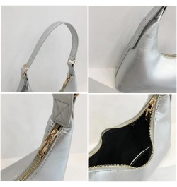 Small Crescent shoulder bag for Women Retro Classic Adjustable Shoulder Strap Tote HandBag with Zipper Closure Silver $12.40 ...