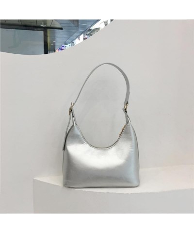 Small Crescent shoulder bag for Women Retro Classic Adjustable Shoulder Strap Tote HandBag with Zipper Closure Silver $12.40 ...