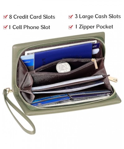 Womens Wallet RFID Large Capacity Zip Around Wallet PU Leather Credit Card Holder Clutch Wristlet Wallet Travel Purse Green $...