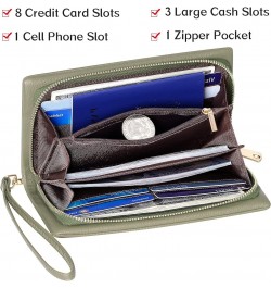 Womens Wallet RFID Large Capacity Zip Around Wallet PU Leather Credit Card Holder Clutch Wristlet Wallet Travel Purse Green $...