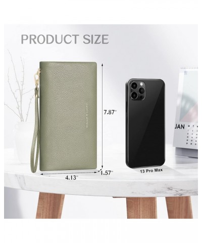 Womens Wallet RFID Large Capacity Zip Around Wallet PU Leather Credit Card Holder Clutch Wristlet Wallet Travel Purse Green $...