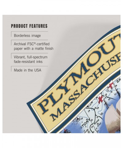 24x36 Inch Giclee Print, Plymouth, Massachusetts, 1620, 2020, Nautical Chart $25.49 Totes