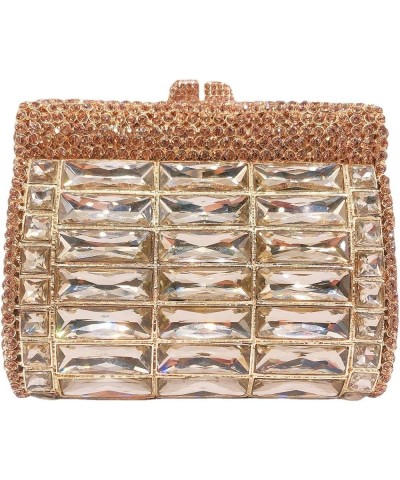 Shiny Rhinestone Evening Clutch Handbag Elegant Crystal Box Purse for Wedding Party Prom Gold $52.42 Evening Bags