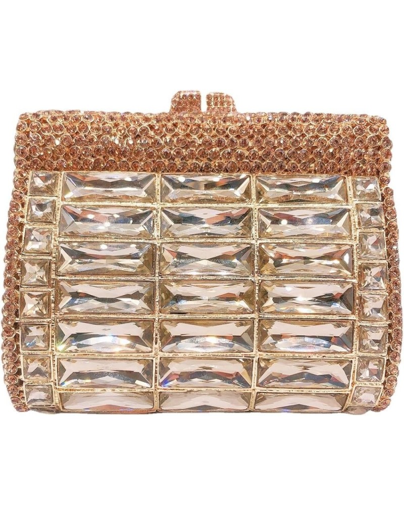 Shiny Rhinestone Evening Clutch Handbag Elegant Crystal Box Purse for Wedding Party Prom Gold $52.42 Evening Bags