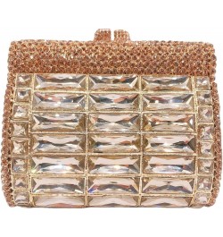 Shiny Rhinestone Evening Clutch Handbag Elegant Crystal Box Purse for Wedding Party Prom Gold $52.42 Evening Bags