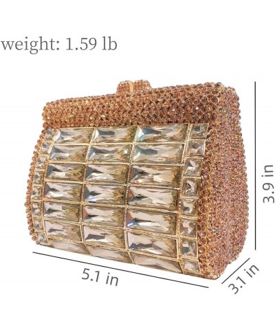 Shiny Rhinestone Evening Clutch Handbag Elegant Crystal Box Purse for Wedding Party Prom Gold $52.42 Evening Bags