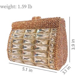 Shiny Rhinestone Evening Clutch Handbag Elegant Crystal Box Purse for Wedding Party Prom Gold $52.42 Evening Bags