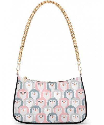 Adorable Penguins Women Shoulder Bag Clutch Chain Purse Handbags with Zipper Pocket Tote Hobo Bag for Vacation Trip $15.59 Totes