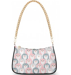 Adorable Penguins Women Shoulder Bag Clutch Chain Purse Handbags with Zipper Pocket Tote Hobo Bag for Vacation Trip $15.59 Totes