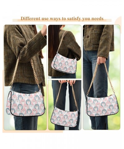 Adorable Penguins Women Shoulder Bag Clutch Chain Purse Handbags with Zipper Pocket Tote Hobo Bag for Vacation Trip $15.59 Totes