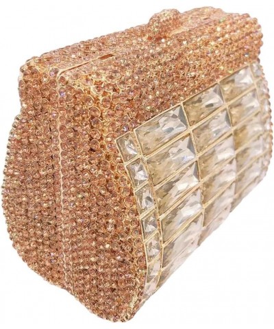 Shiny Rhinestone Evening Clutch Handbag Elegant Crystal Box Purse for Wedding Party Prom Gold $52.42 Evening Bags