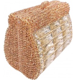 Shiny Rhinestone Evening Clutch Handbag Elegant Crystal Box Purse for Wedding Party Prom Gold $52.42 Evening Bags