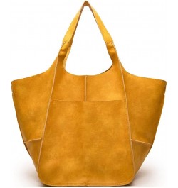 Hobo Tote Bag for Women Large Capacity Shoulder Bag Faux Leather Handbag Retro Satchel Casual Purse Yellow $22.53 Totes