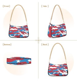 4th of July Shoulder Bag Military Camo Blue Red Star Women Clutch Handbag Shoulder Purch Date Chain Bag Tote Bag Spring Holid...